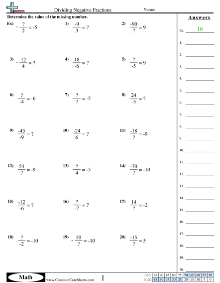 Negative Number Worksheets Free CommonCoreSheets